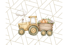 Fall Tractor Clipart PNG, Vintage Tractors With Pumpkins Product Image 3