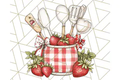Cottagecore Strawberry Kitchen PNG Clipart, Retro Fruit Png Product Image 3