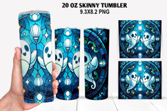 Ghost Skinny Tumbler 20oz Wrap Design, Halloween Tumbler PNG Product Image 1