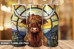 Stained Glass Highland Cow PNG Tumbler Design Product Image 1