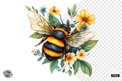 Summer Bees &amp; Sunflowers PNG - Summer Clipart Product Image 1