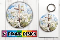 Elegant Watercolor Cross Keychain Sublimation Designs Product Image 1