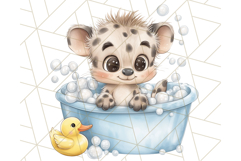 Safari Animal Babies in Bubble Baths, Cute Jungle Animal PNG Product Image 3