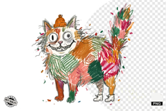 Quirky Funny Autumn Cat Clipart Product Image 1