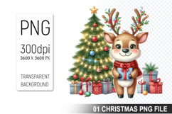 Watercolor Cute Christmas Reindeer Clipart PNG Bundle Product Image 17