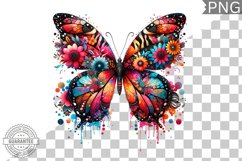 Vibrant Floral Butterfly Sublimation - Clipart PNG Design Product Image 1