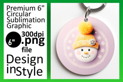 Whimsical Circle PNG Keychain Template , Snowman Product Image 1