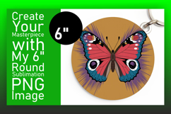 Whimsical Round Design Keychain PNG , Butterfly Product Image 1