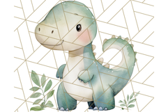 Watercolor Dinosaur and Rainbow PNG Clipart, Baby Nursery Product Image 3