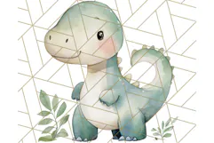 Watercolor Dinosaur and Rainbow PNG Clipart, Baby Nursery Product Image 3