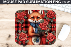 Watercolor Foxes Mouse Pad Sublimation - Valentines PNG Product Image 1