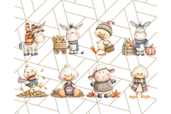 Fall Farm Animal Clipart, Autumn Barnyard PNG Illustrations Product Image 3