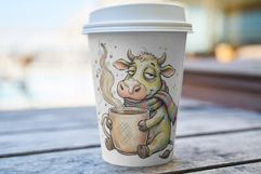 Whimsical Farm Animals Drink Coffee Clipart Product Image 5