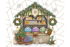 Cozy Christmas Market Stall Clipart PNG, Holiday Art Png Product Image 3