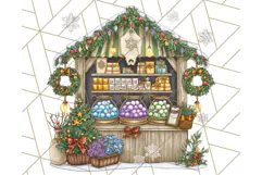 Cozy Christmas Market Stall Clipart PNG, Holiday Art Png Product Image 3