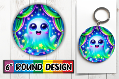 Blissful Round Keychains Sublimation PNG, 3D Cute Ghost Product Image 1