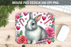 Watercolor Bunny Mouse Pad Sublimation - Valentines PNG Product Image 1