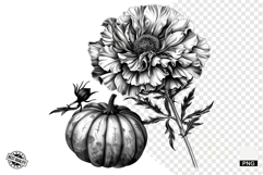 Black and White Halloween Autumn Clipart Product Image 1
