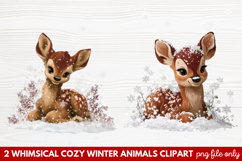 Whimsical Cozy Winter Animals Clipart | Cute Snowy Forest Product Image 1