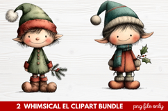 Whimsical Elf Clipart | Cute Christmas Elf PNG Illustration Product Image 1