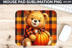 Watercolor Bear Mouse Pad Sublimation - Thanksgiving PNG Product Image 1