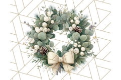 Christmas Wreath Clipart, Holiday Greenery PNG Illustrations Product Image 3