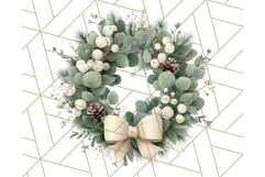 Christmas Wreath Clipart, Holiday Greenery PNG Illustrations Product Image 3