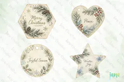 Vintage Winter Tags Clipart Product Image 1