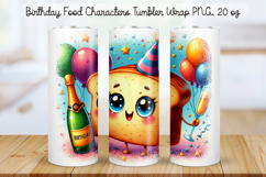 Birthday Food Character Tumbler Wrap PNG 20 oz Product Image 1