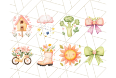 Pastel Watercolor Spring Clipart Bundle, Birds, Flowers Png Product Image 5