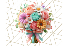 Pastel Flower Bouquet PNG Clipart, Elegant Floral Art Product Image 3