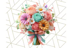 Pastel Flower Bouquet PNG Clipart, Elegant Floral Art Product Image 3