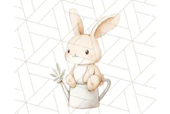Spring Bunnies PNG Watercolor Bunny Clipart, Pastel Easter Product Image 3