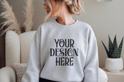 Ash Gildan 18000 Sweatshirt Mockup,G18000 Crewneck Sweatshir Product Image 1