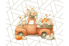 Vintage Truck Pumpkin and Fall Flowers PNG Clipart, Autumn Product Image 3