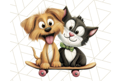 Dog and Cat Friends PNG, Cute Pet Clipart, Funny Animal Art Product Image 3