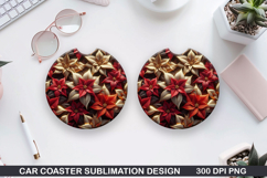 Flowers Car Coaster Sublimation| Flowers Coaster PNG Design Product Image 1