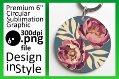 Sophisticated Round Design Keychain Art , Flowers Product Image 1