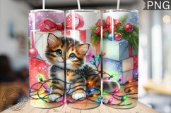 Christmas Cat Tumbler Wrap - Christmas Tumbler PNG Design Product Image 1