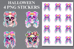 4 Halloween Skull Stickers Png | Printable Product Image 1