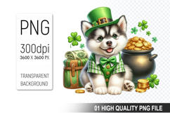 St. Patrick’s Dog with Hat Clipart, Sublimation PNG Product Image 1