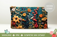 Knitted Flowers Cosmetic Bag, Floral Cosmetic Bag Template Product Image 1