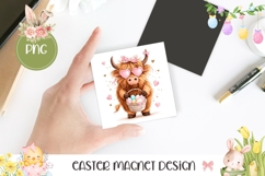 Funny Easter Cow Magnet PNG, Cute Cow Square Coaster Product Image 1