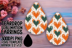 Sophisticated Teardrop Earrings Sublimation Art , Heart Product Image 1
