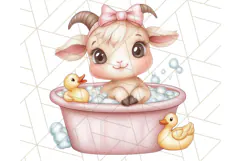 Farm Animal Babies in Bubble Bath PNG, Nursery Clipart Product Image 3