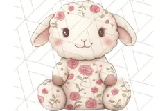 Pink Floral Stuffed Animal Clipart PNG, Cute Stuffed Animals Product Image 3