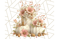 Pumpkin Clipart with Fall Flowers PNG Autumn Illustration Product Image 3