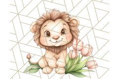 Cute Animals with Tulips PNG, Spring Flower Clipart Download Product Image 3