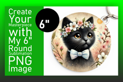 Vibrant Round Design Car Coaster PNG , Cute Cat Product Image 1