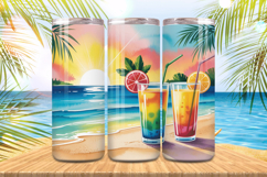 Juice glass in beach Tumbler Wrap PNG Sublimation Product Image 1
